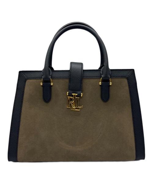 LAUREN RALPH LAUREN（ローレンラルフローレン）LAUREN RALPH LAUREN (ローレンラルフローレン) ハンドバッグ ブラック×カーキの古着・服飾アイテム