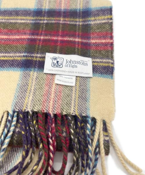 JOHNSTONS OF ELGIN（ジョンストンズ オブ エルガン）JOHNSTONS OF ELGIN (ジョンストンズ オブ エルガン) マフラー ベージュ×レッドの古着・服飾アイテム