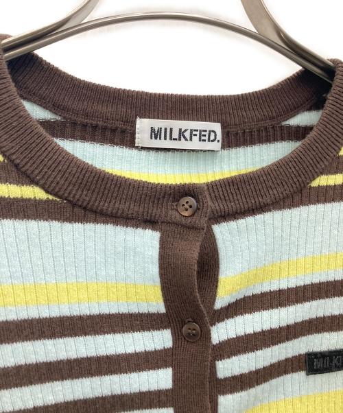 MILK FED.（ミルクフェド）MILK FED. (ミルクフェド) ニットカーディガン ブルー×ブラウン サイズ:ONESIZEの古着・服飾アイテム