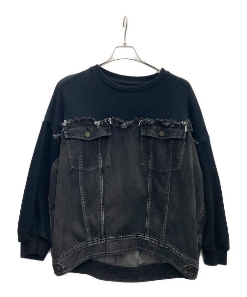 Ameri（アメリ）Ameri (アメリ) DENIM SWEAT OVER TOP ブラック サイズ:SIZE Freeの古着・服飾アイテム