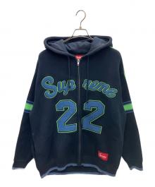 SUPREME（シュプリーム）の古着「プルオーバーニットパーカー」｜ネイビー×グリーン