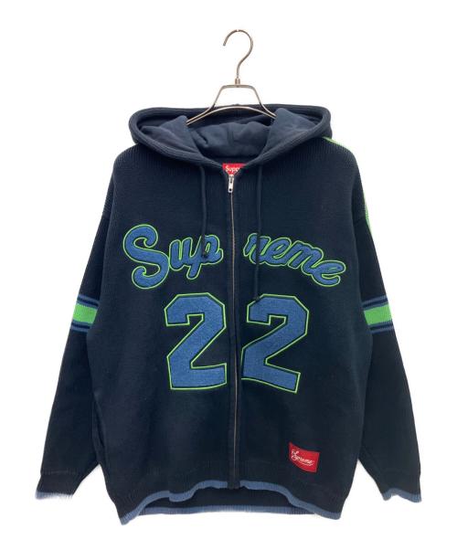 SUPREME（シュプリーム）SUPREME (シュプリーム) プルオーバーニットパーカー ネイビー×グリーン サイズ:XLの古着・服飾アイテム
