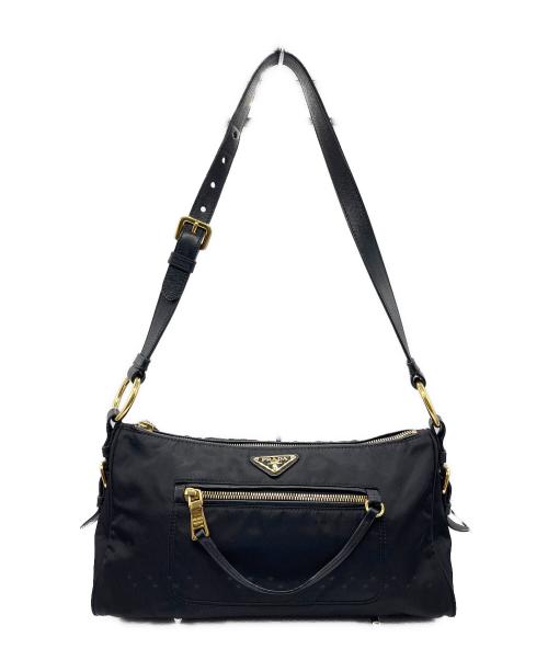 PRADA（プラダ）PRADA (プラダ) ショルダーバッグ ブラック×ゴールドの古着・服飾アイテム