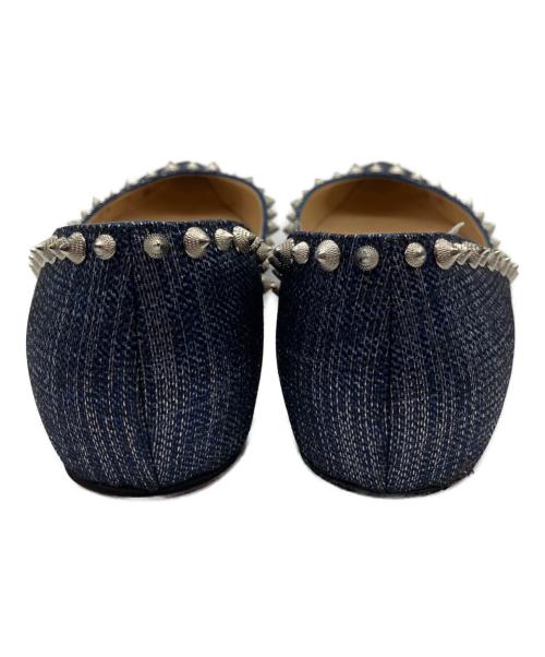 Christian Louboutin（クリスチャン・ルブタン）Christian Louboutin (クリスチャン・ルブタン) スタッズフラットパンプス ネイビー サイズ:371/2の古着・服飾アイテム