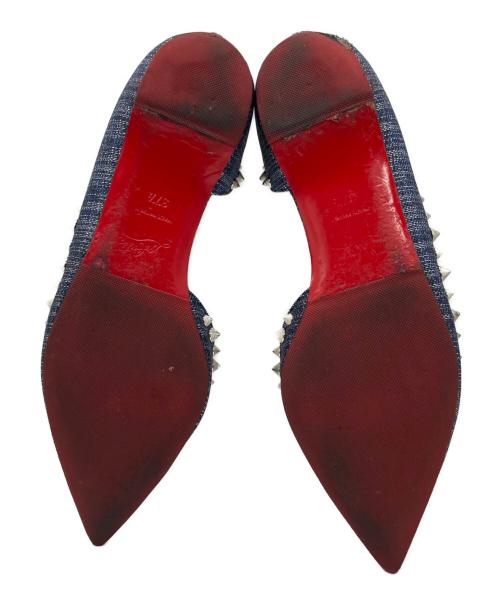 Christian Louboutin（クリスチャン・ルブタン）Christian Louboutin (クリスチャン・ルブタン) スタッズフラットパンプス ネイビー サイズ:371/2の古着・服飾アイテム