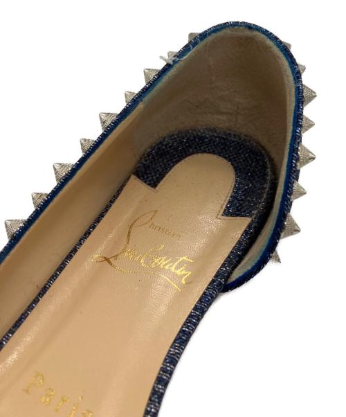 Christian Louboutin（クリスチャン・ルブタン）Christian Louboutin (クリスチャン・ルブタン) スタッズフラットパンプス ネイビー サイズ:371/2の古着・服飾アイテム