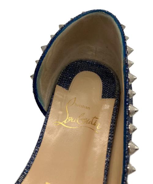Christian Louboutin（クリスチャン・ルブタン）Christian Louboutin (クリスチャン・ルブタン) スタッズフラットパンプス ネイビー サイズ:371/2の古着・服飾アイテム