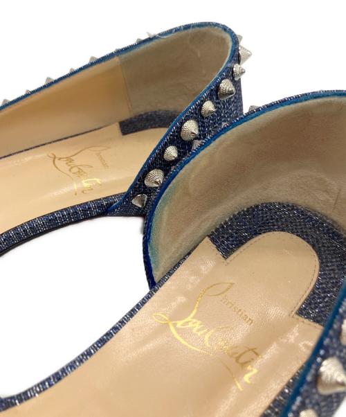Christian Louboutin（クリスチャン・ルブタン）Christian Louboutin (クリスチャン・ルブタン) スタッズフラットパンプス ネイビー サイズ:371/2の古着・服飾アイテム