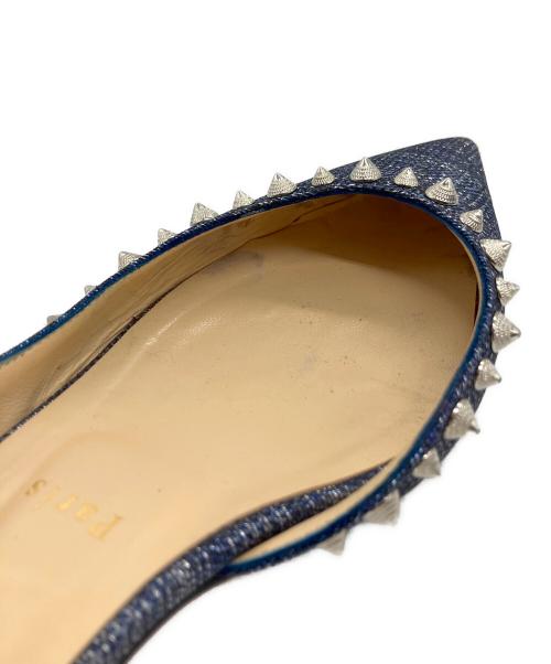 Christian Louboutin（クリスチャン・ルブタン）Christian Louboutin (クリスチャン・ルブタン) スタッズフラットパンプス ネイビー サイズ:371/2の古着・服飾アイテム