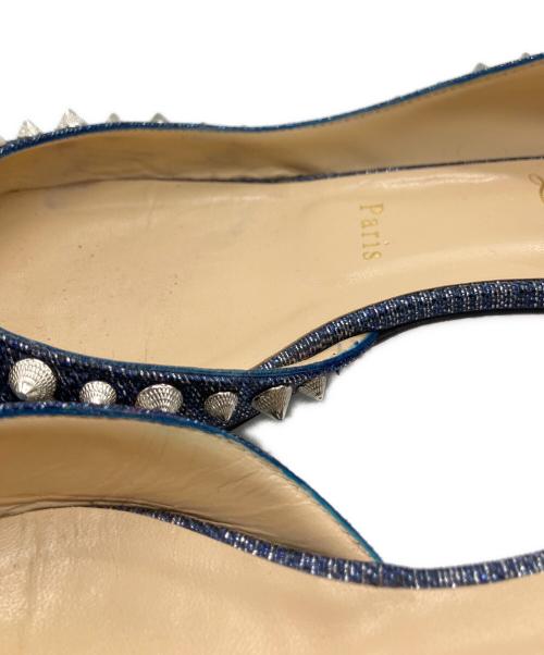 Christian Louboutin（クリスチャン・ルブタン）Christian Louboutin (クリスチャン・ルブタン) スタッズフラットパンプス ネイビー サイズ:371/2の古着・服飾アイテム