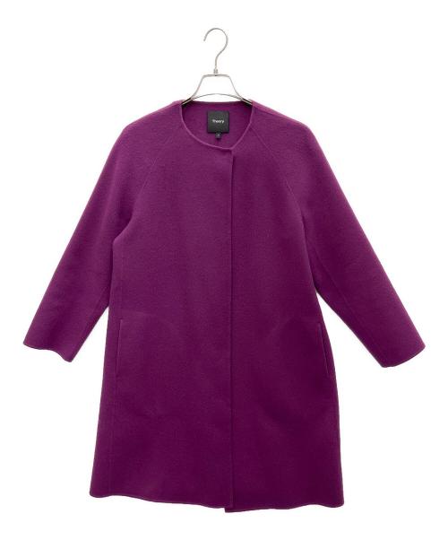 theory（セオリー）theory (セオリー) ノーカラーコート パープル サイズ:Pの古着・服飾アイテム