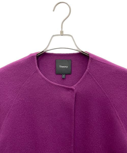theory（セオリー）theory (セオリー) ノーカラーコート パープル サイズ:Pの古着・服飾アイテム
