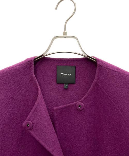 theory（セオリー）theory (セオリー) ノーカラーコート パープル サイズ:Pの古着・服飾アイテム