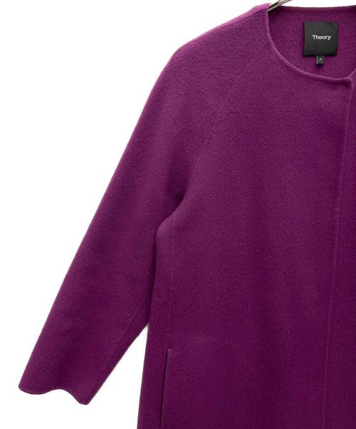 theory（セオリー）theory (セオリー) ノーカラーコート パープル サイズ:Pの古着・服飾アイテム