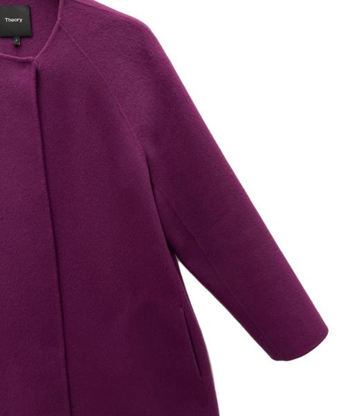 theory（セオリー）theory (セオリー) ノーカラーコート パープル サイズ:Pの古着・服飾アイテム
