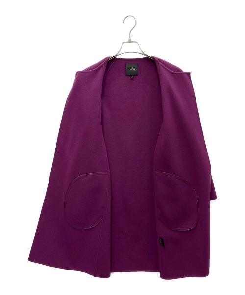 theory（セオリー）theory (セオリー) ノーカラーコート パープル サイズ:Pの古着・服飾アイテム