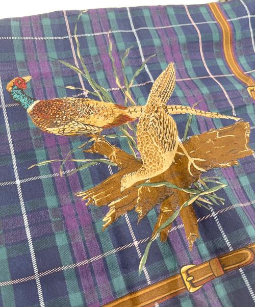 POLO RALPH LAUREN（ポロ・ラルフローレン）POLO RALPH LAUREN (ポロ・ラルフローレン) シルクスカーフ ネイビー×パープルの古着・服飾アイテム