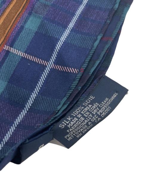 POLO RALPH LAUREN（ポロ・ラルフローレン）POLO RALPH LAUREN (ポロ・ラルフローレン) シルクスカーフ ネイビー×パープルの古着・服飾アイテム