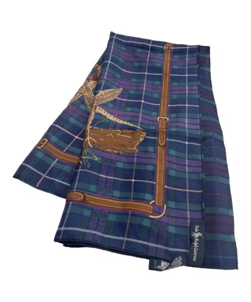 POLO RALPH LAUREN（ポロ・ラルフローレン）POLO RALPH LAUREN (ポロ・ラルフローレン) シルクスカーフ ネイビー×パープルの古着・服飾アイテム
