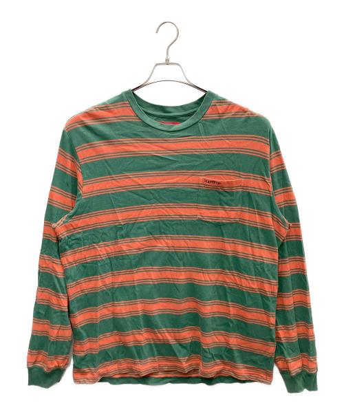 SUPREME（シュプリーム）Supreme (シュプリーム) 長袖カットソー オレンジ×グリーン サイズ:Lの古着・服飾アイテム