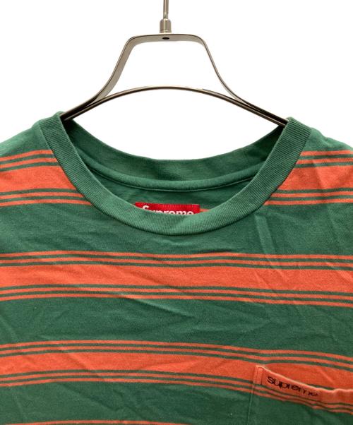 SUPREME（シュプリーム）Supreme (シュプリーム) 長袖カットソー オレンジ×グリーン サイズ:Lの古着・服飾アイテム