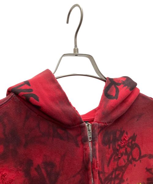 BALENCIAGA（バレンシアガ）BALENCIAGA (バレンシアガ) グラフィックペイントスケータージップアップパーカー レッド サイズ:Mの古着・服飾アイテム