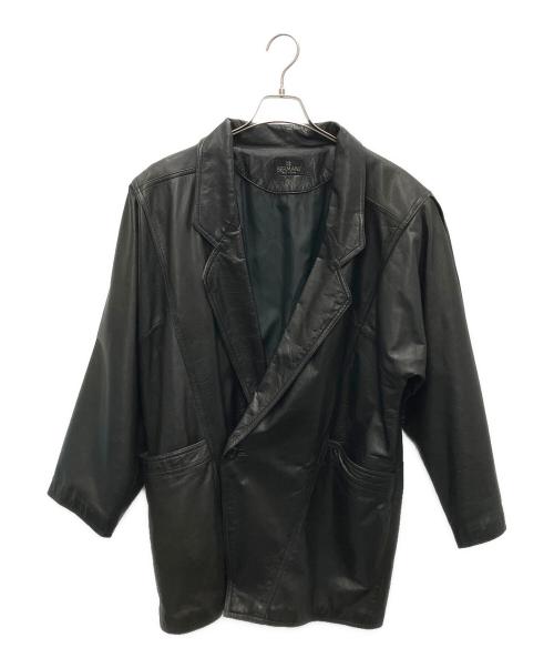 BERMANS（バーマンズ）BERMANS (バーマンズ) レザーダブルブレストテーラードジャケット ブラック サイズ:-の古着・服飾アイテム