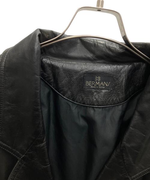 BERMANS（バーマンズ）BERMANS (バーマンズ) レザーダブルブレストテーラードジャケット ブラック サイズ:-の古着・服飾アイテム