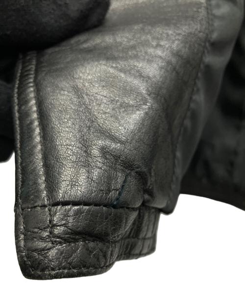 BERMANS（バーマンズ）BERMANS (バーマンズ) レザーダブルブレストテーラードジャケット ブラック サイズ:-の古着・服飾アイテム