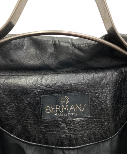 BERMANS（バーマンズ）BERMANS (バーマンズ) レザーダブルブレストテーラードジャケット ブラック サイズ:-の古着・服飾アイテム