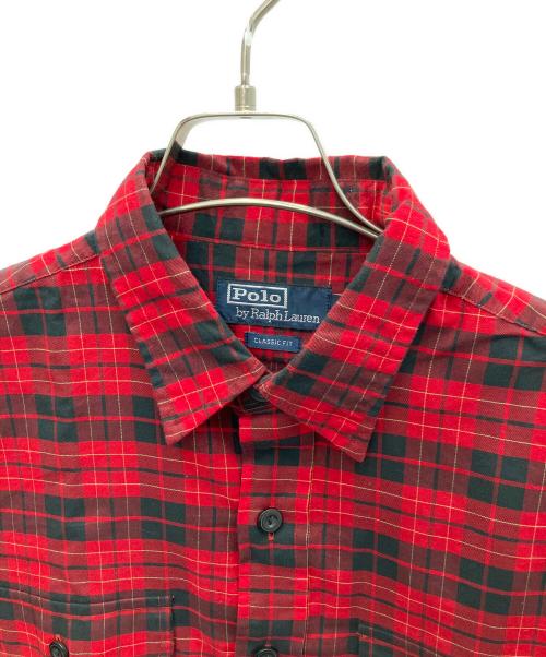 POLO RALPH LAUREN（ポロ・ラルフローレン）POLO RALPH LAUREN (ポロ・ラルフローレン) 長袖シャツ レッド×ブラック サイズ:Mの古着・服飾アイテム