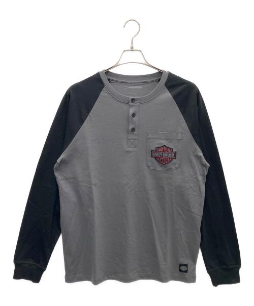 HARLEY-DAVIDSON（ハーレーダビッドソン）HARLEY-DAVIDSON (ハーレーダビッドソン) 長袖カットソー ブラック×グレー サイズ:Lの古着・服飾アイテム