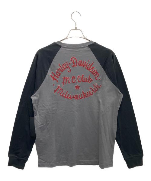 HARLEY-DAVIDSON（ハーレーダビッドソン）HARLEY-DAVIDSON (ハーレーダビッドソン) 長袖カットソー ブラック×グレー サイズ:Lの古着・服飾アイテム