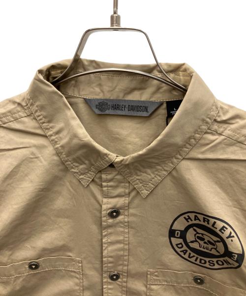 HARLEY-DAVIDSON（ハーレーダビッドソン）HARLEY-DAVIDSON (ハーレーダビッドソン) 長袖シャツ ベージュ サイズ:Lの古着・服飾アイテム