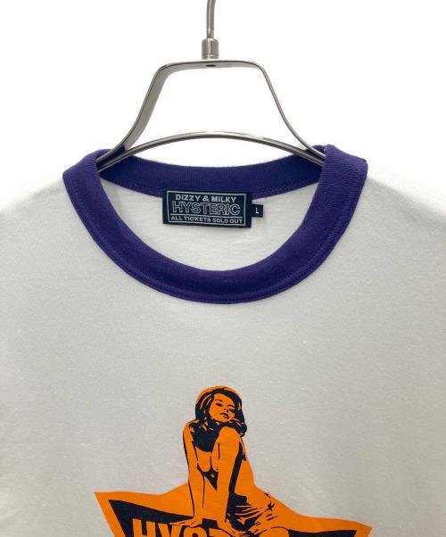 Hysteric Glamour（ヒステリックグラマー）Hysteric Glamour (ヒステリックグラマー) 半袖カットソー パープル×ホワイト サイズ:Ｌの古着・服飾アイテム