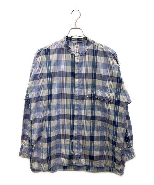 KAPTAIN SUNSHINE（キャプテンサンシャイン）KAPTAIN SUNSHINE (キャプテンサンシャイン) 長袖シャツ スカイブルー×ブルー サイズ:38の古着・服飾アイテム