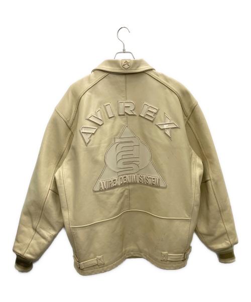 AVIREX VARSITY（アヴィレックスバーシティ）AVIREX VARSITY (アヴィレックスバーシティ) ラムレザージャケット ベージュ サイズ:2XLの古着・服飾アイテム
