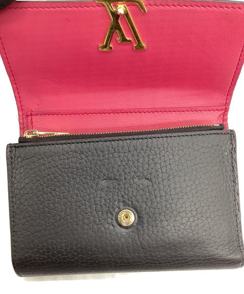 LOUIS VUITTON（ルイ ヴィトン）LOUIS VUITTON (ルイ ヴィトン) LOUIS VUITTON　3つ折り財布 ブラック×ピンクの古着・服飾アイテム