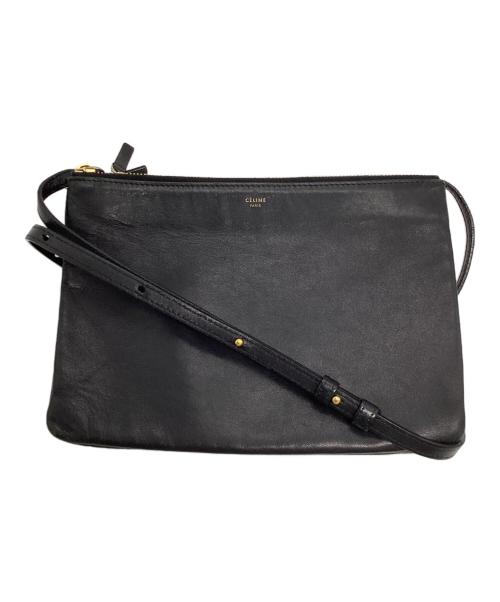 CELINE（セリーヌ）CELINE (セリーヌ) CELINE トリオスモール ショルダーバッグ ブラック×ゴールドの古着・服飾アイテム