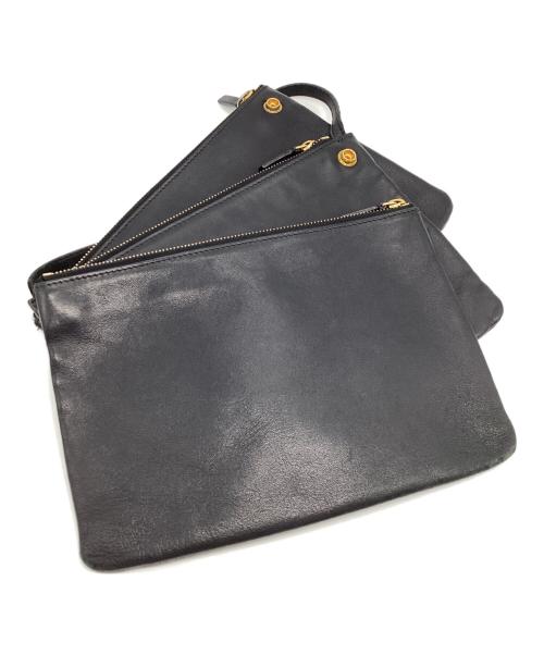 CELINE（セリーヌ）CELINE (セリーヌ) CELINE トリオスモール ショルダーバッグ ブラック×ゴールドの古着・服飾アイテム
