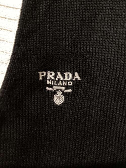 PRADA（プラダ）PRADA (プラダ) クロップドカーディガン ブラック×ホワイト サイズ:40の古着・服飾アイテム