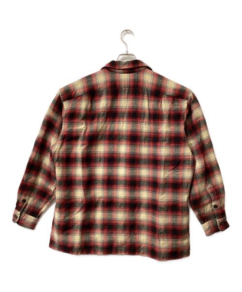 RRL（ダブルアールエル）RRL (ダブルアールエル) ウールオープンカラーシャツ レッド×ベージュ サイズ:Lの古着・服飾アイテム