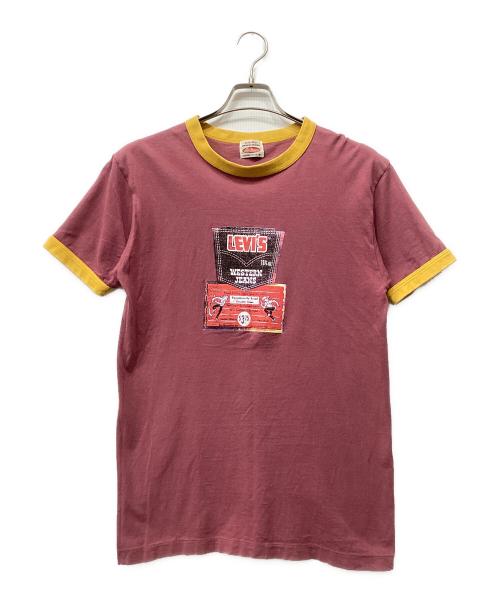 LEVI'S（リーバイス）LEVI'S (リーバイス) 半袖カットソー リンガーネック ワインレッド×イエロー サイズ:Mの古着・服飾アイテム