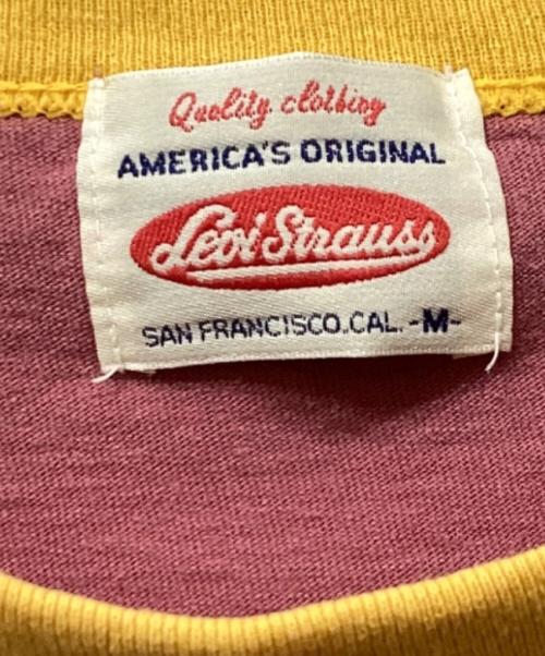 LEVI'S（リーバイス）LEVI'S (リーバイス) 半袖カットソー リンガーネック ワインレッド×イエロー サイズ:Mの古着・服飾アイテム