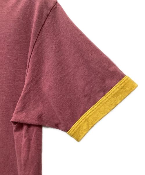 LEVI'S（リーバイス）LEVI'S (リーバイス) 半袖カットソー リンガーネック ワインレッド×イエロー サイズ:Mの古着・服飾アイテム