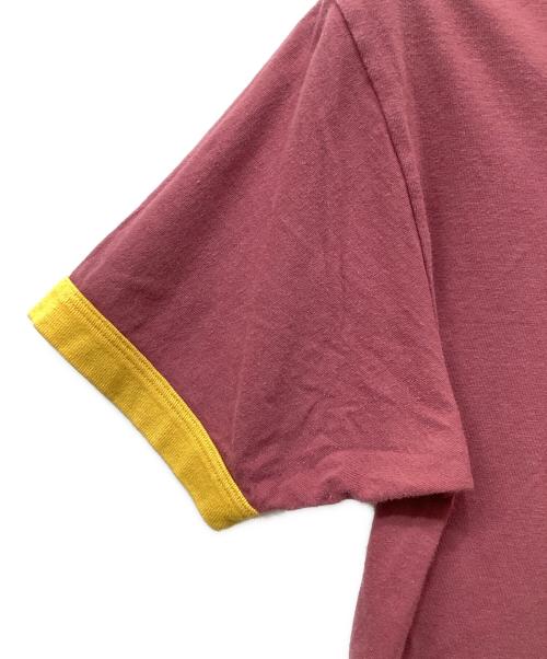 LEVI'S（リーバイス）LEVI'S (リーバイス) 半袖カットソー リンガーネック ワインレッド×イエロー サイズ:Mの古着・服飾アイテム
