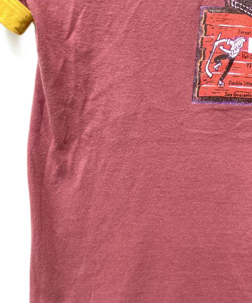 LEVI'S（リーバイス）LEVI'S (リーバイス) 半袖カットソー リンガーネック ワインレッド×イエロー サイズ:Mの古着・服飾アイテム