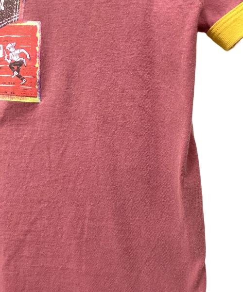 LEVI'S（リーバイス）LEVI'S (リーバイス) 半袖カットソー リンガーネック ワインレッド×イエロー サイズ:Mの古着・服飾アイテム