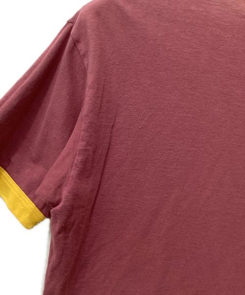 LEVI'S（リーバイス）LEVI'S (リーバイス) 半袖カットソー リンガーネック ワインレッド×イエロー サイズ:Mの古着・服飾アイテム