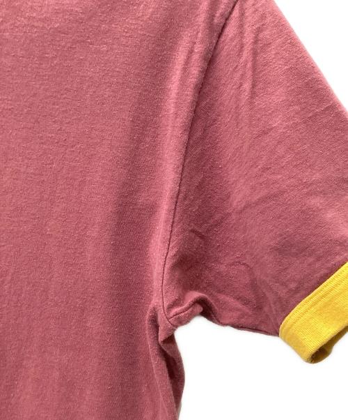 LEVI'S（リーバイス）LEVI'S (リーバイス) 半袖カットソー リンガーネック ワインレッド×イエロー サイズ:Mの古着・服飾アイテム